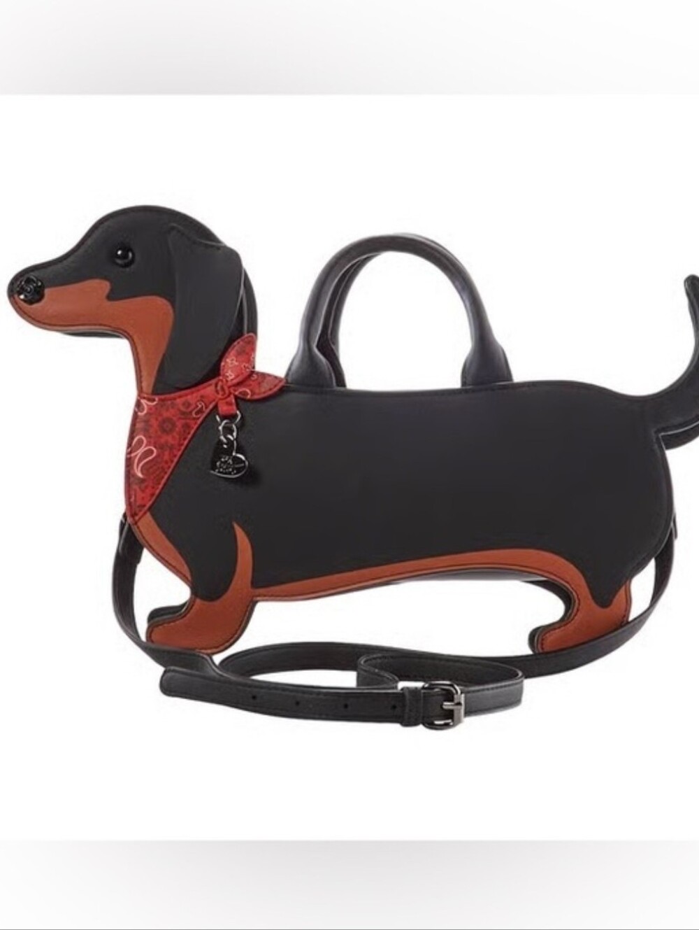 🖤▪️ Betsey Johnson▪️ B&T Dachshund Crossbody purse w/ Red Bandanna